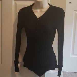 Forever 21 Long Sleeve Lettuce Hem Bodysuit